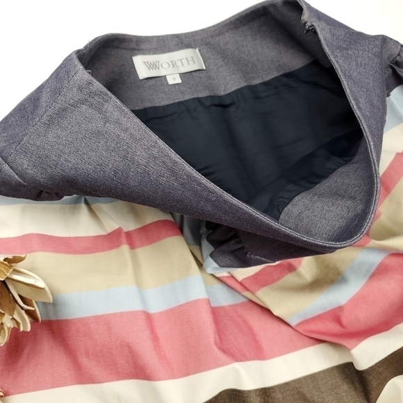 Worth Blue Multicolored Striped Skirt Size 8 - Picture 6 of 14